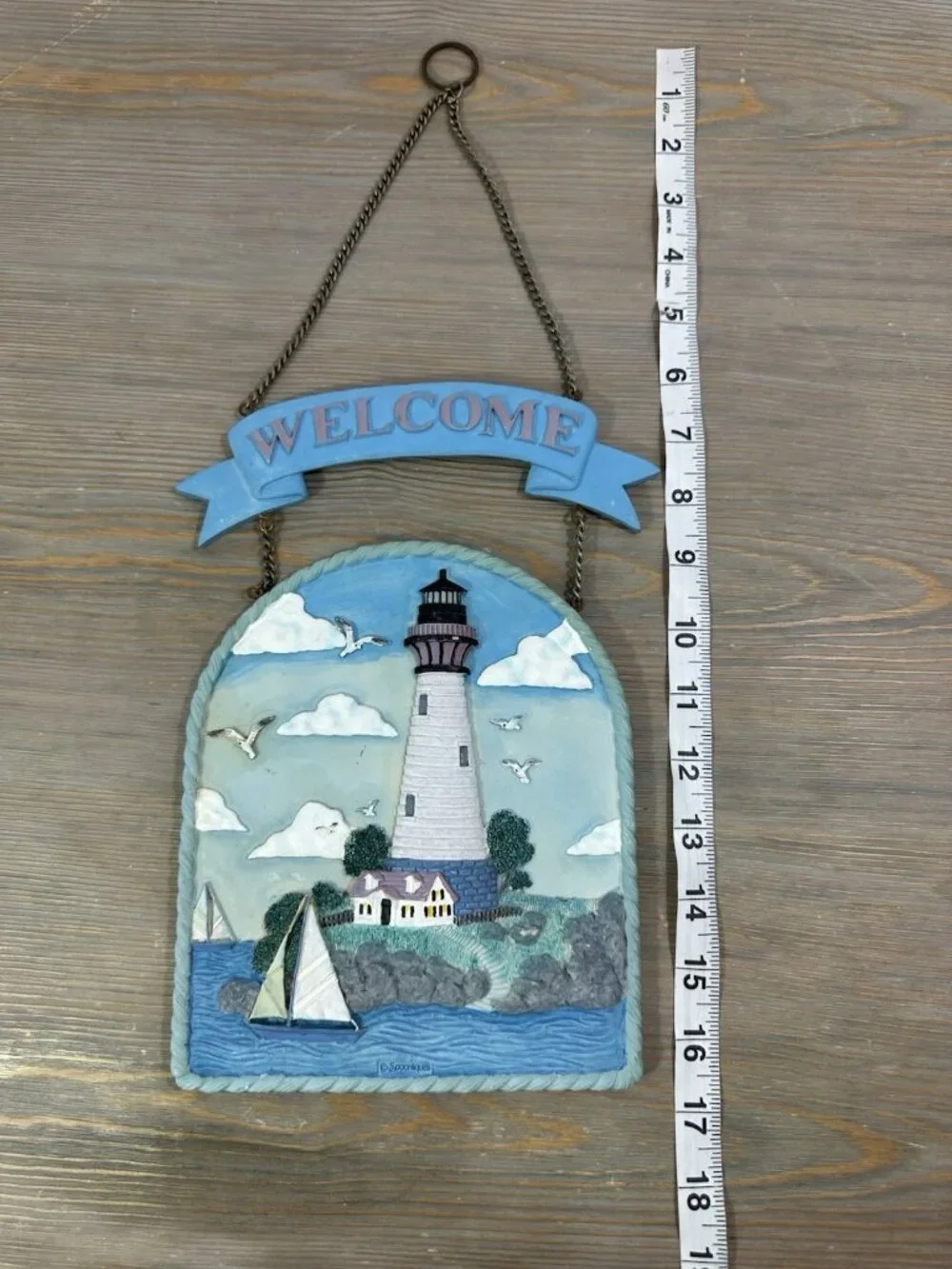 Spoontiques 3D Lighthouse Hanging Welcome Sign Plaque 10x7 Read